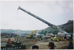 Construction of a temporary 'road' over the beach to ease loading.